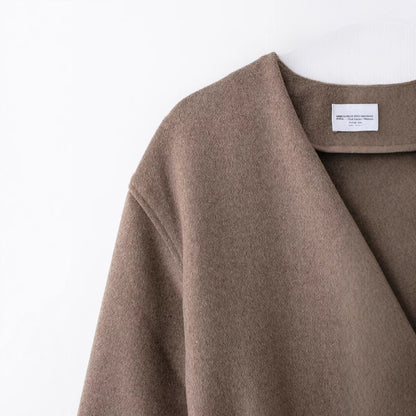 V-neck long sleeved jacket with belt and soft jacket for women